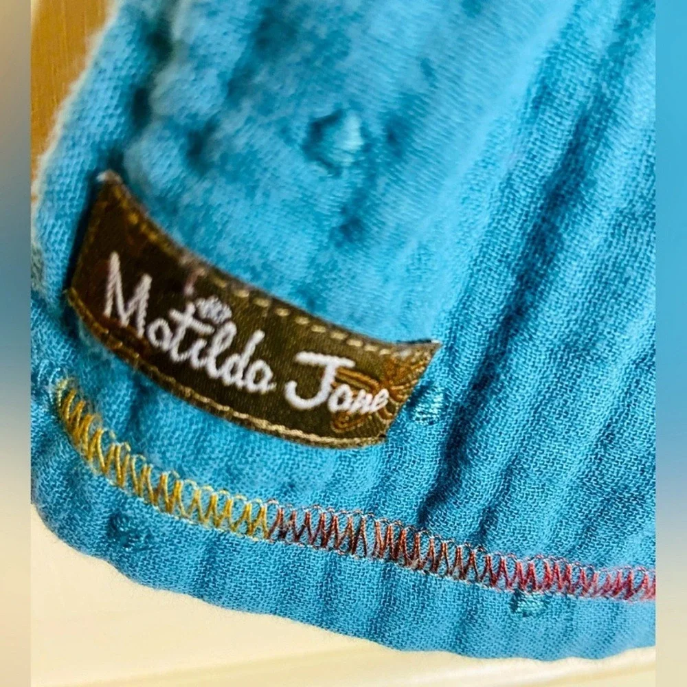 Matilda Jane Girls Gray Long Sleeve Dress‎ Rainbow Trim Teal Skirt Size 4